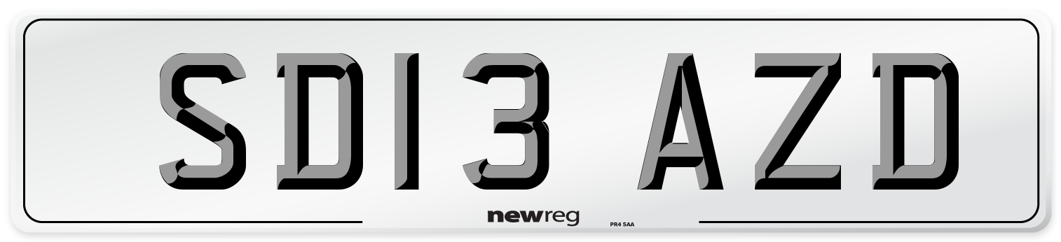 SD13 AZD Number Plate from New Reg